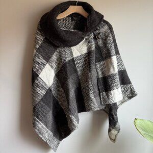 John Branigan - Branigan Weavers Irish Wool Asymmetrical Plaid Poncho OSFM